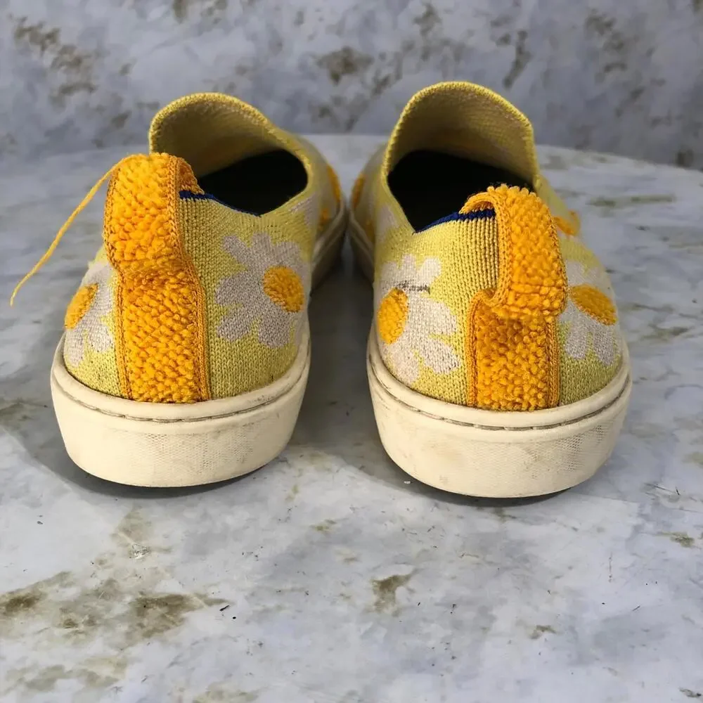 Rothy's The Sneaker Youth Girls Size 4 Shoes Yellow Ivory Orange Floral Low Top - Picture 5 of 15